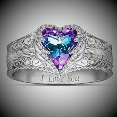 Niedlicher i love you Herz Ring in Silber Plated