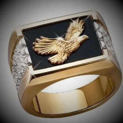Cooler Adler Herren Ring im edlen Design Gold Plated