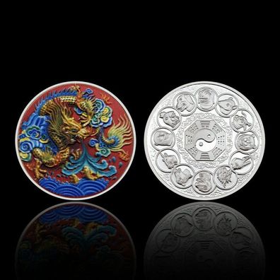 Medaille Chinesische Drache mit 12 Sternzeichen