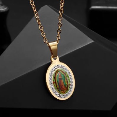 Schöne Heilige Maria Halskette im goldenen oder silbernen Design