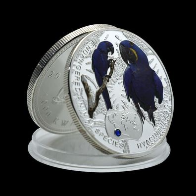 Zambia 2014, Hyacinth Macaw Animal, Medaille Silver Plated