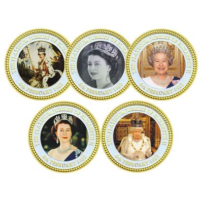 Set Queen Elizabeth II 70. Jahrestag Platinum Jubileum vergoldet