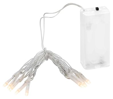 LED Lichterkette Batterie 0,9m 10 LEDs warmweiß 6/18h 3mm innen Kabel transparent