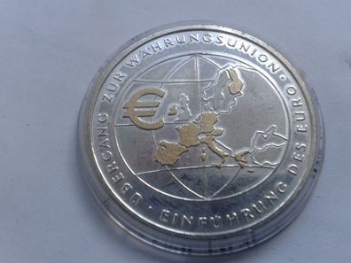 10 euro 2002 Silber Währungsunion gilded Sterlingsilber teilvergoldet