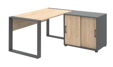 Schreibtisch 150 cm + Aktenschrank Anthrazit Bürotisch + Büroschrank Büro Set
