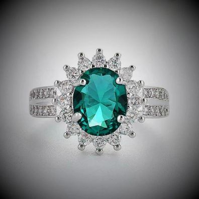 Eleganter modischer Damen Ring mit Lab Smaragd