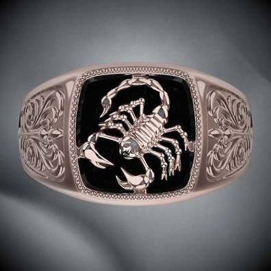 Traumhafter Scorpion Herren Ring Rose Gold Plated