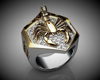 Traumhafter Scorpion Herren Ring Gold/ Silber Plated