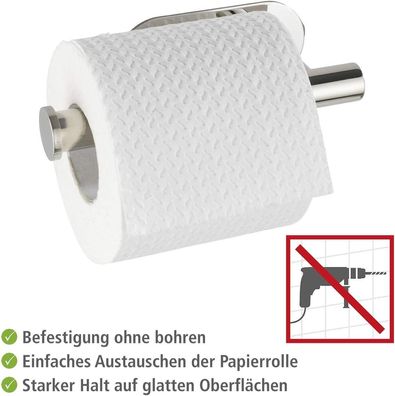 WENKO Toilettenpapierhalter Salve Edelstahl ohne Bohren Klebebefestigung