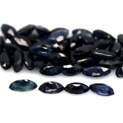 Natürliche dunkelblaue Marquise/ Navette Sapphire 2,8-5 mm