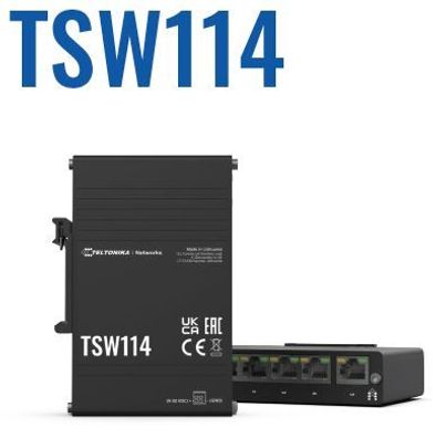 Teltonika Switch TSW114 5 Port Gigabit Industrial unmanaged Switch DIN RAIL