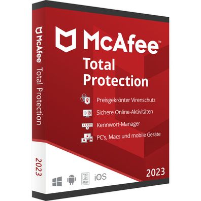 McAfee Total Protection 2023 - 1, 3, 5 oder 10 Geräte 1-2 Jahre E-Mail key