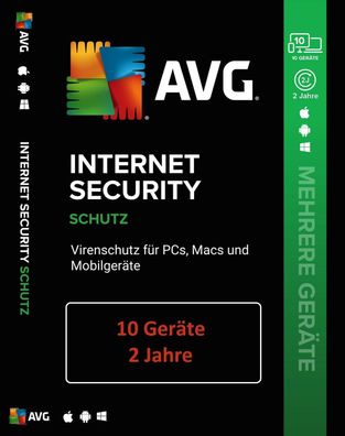 AVG Internet Security 2022 10 Geräte 2 Jahre Key