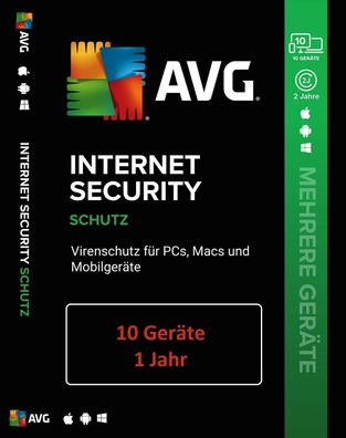 Avg Internet Security 2022 10 Geräte 1 Jahr Key