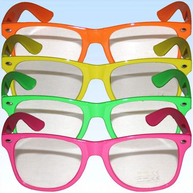 4 Partybrillen mehrere Farben Komplettbrille Alltagsbrille Brille für Partys
