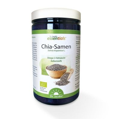Dose 700g Chia-Samen BIO Salvia hispanica L., Omega-3-Fettsäuren Dr. Jacob´s