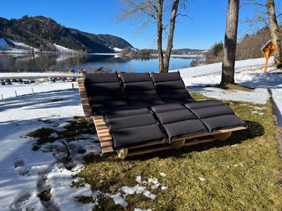 Himmelsliege Bodensee mit Polster Relaxliege für drei Personen Holzliege 160cm