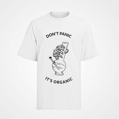 Bio Bio Herren T-Shirt 420 Dont Panic is Organic Weed Bong Smoke Gras