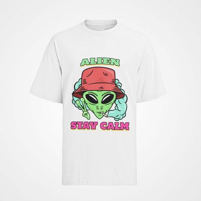 Bio Herren T-Shirt Bio Herren T-Shirt 420 High Alien Smoke Stay Calm Weed kiffe