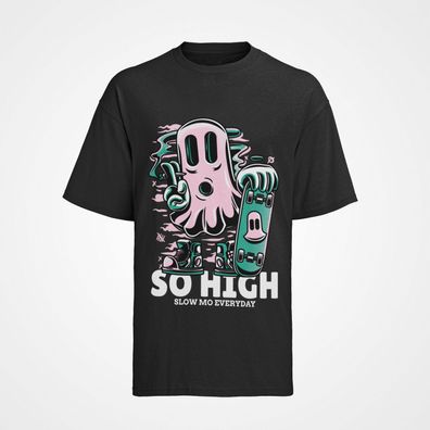 Bio Herren T-Shirt 420 SO High All the Time Slow Mo Everyday Weed kiffen gras