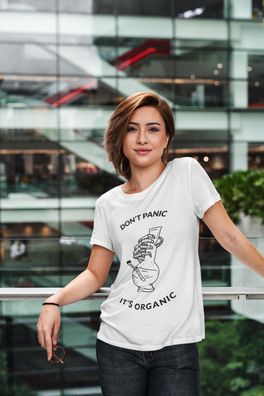 Bio Damen Oversize T-Shirt 420 Dont Panic is Organic Weed Bong gras
