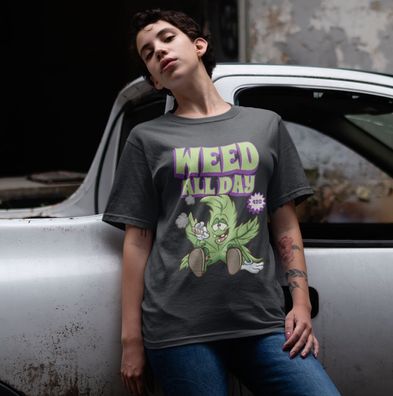 Bio Damen Oversize T-Shirt 420 Keep it Rolling Breites Blättchen kiffen weed