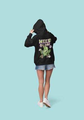 Damen Hoodie Kapuzenpullover 420 High Times Funny Marihuanablatt Smoke Weed