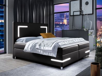 Boxspringbett Delos LED Modern Doppelbett mit zwei Bettkästen Schlafzimmer M24
