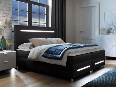 Boxspringbett Enter LED Doppelbett mit zwei Bettkästen Modern Schlafzimmer M24