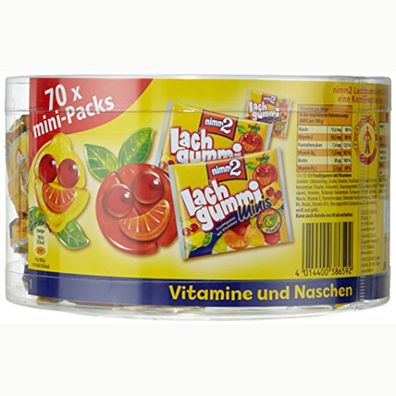 nimm2 Lachgummi Minis Dose Fruchtgummi mit Vitaminen 70 Packs 735g