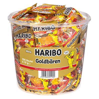 Haribo Goldbären 100 Minibeutel in praktischer Vorratsdose 980g