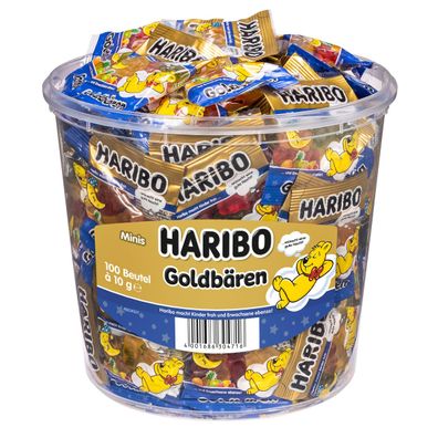 Haribo Goldbären Gute Nacht 100 Minibeutel mit Fruchtgummi 1200g
