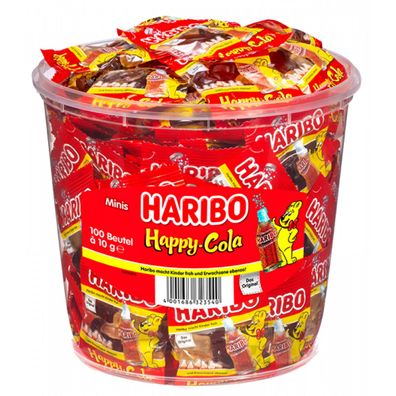 Haribo Happy Cola ohne künstliche Farbstoffe 100 Minibeutel 980g