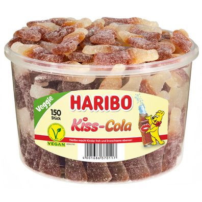 Haribo Kiss Cola saure Fruchtgummi Flaschen mit Zucker Veggie 1200g