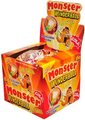 ZED Monster Wunderball Cola Lolli mit Kaugummi Kern 80g 15er Pack
