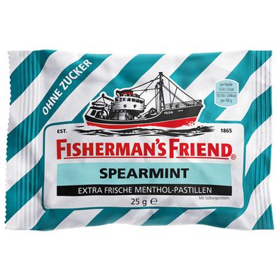 Fishermans Friend Spearmint frische Menthol Pastillen ohne Zucker 25g