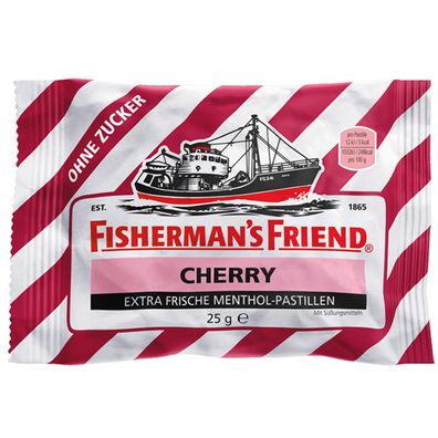 Fishermans Friend Cherry frische Menthol Pastillen ohne Zucker 25g
