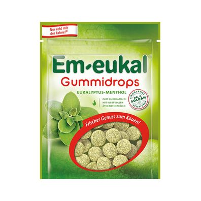 Em eukal Gummidrops Eukalyptus Menthol mit feiner Zuckerkruste 90g