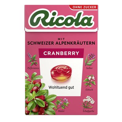 Ricola Cranberry ohne Zucker mit Schweizer Alpenkräutern Böxli 50g