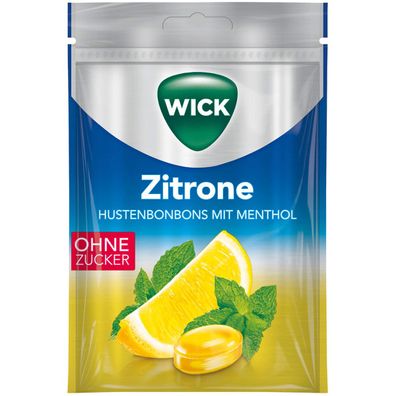WICK Zitrone zuckerfreie Halsbonbons mit natürlichem Menthol 72g