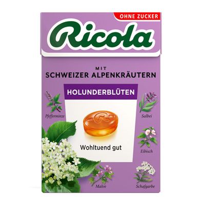 Ricola Holunderblüten ohne Zucker Schweizer Kräuter im Böxli 50g