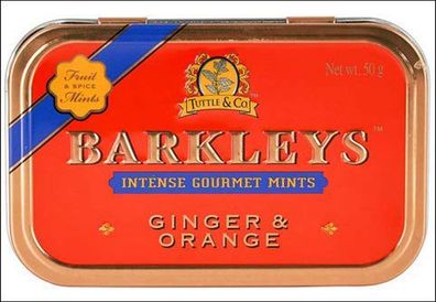 Barkleys Ginger und Orange Pastillen in einer Metalldose 50g 6er Pack