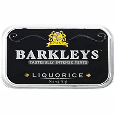 Barkleys Liquorice Pastillen Lakritz in einer Metalldose 50g 6er Pack