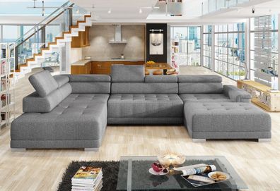 Sofa Wohnlandschaft Campo XL grau mit verstellbaren Kopfstützen