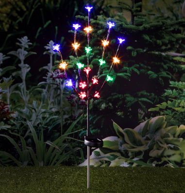 LED Solar Kirschblüten Stecker bunt - 80cm - Garten Deko Beleuchtung Leucht Stab