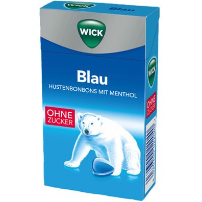 WICK Blau Menthol Zuckerfreie Halsbonbons mit reinem Menthol 46g