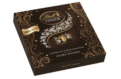 Lindt Lindor Winter Präsent Box extra Edelbitter Schokolade 186g