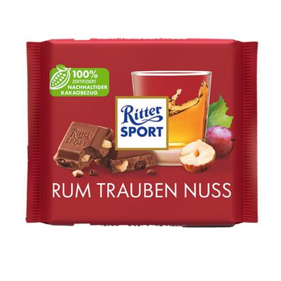 Ritter Sport Rum Trauben Nuß mit Rum Sultanienen und Haselnüssen 100g