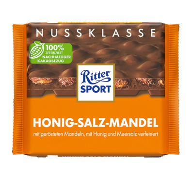 Ritter Sport Nuss Klasse Honig Salz Mandel Vollmilch Schokolade 100g
