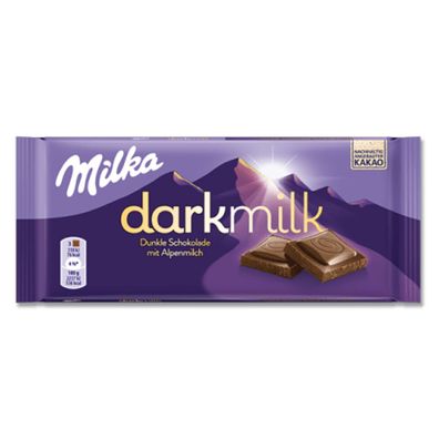 Milka darkmilk dunkle zarter Alpenmilchschokolade mit extra Kakao 85g